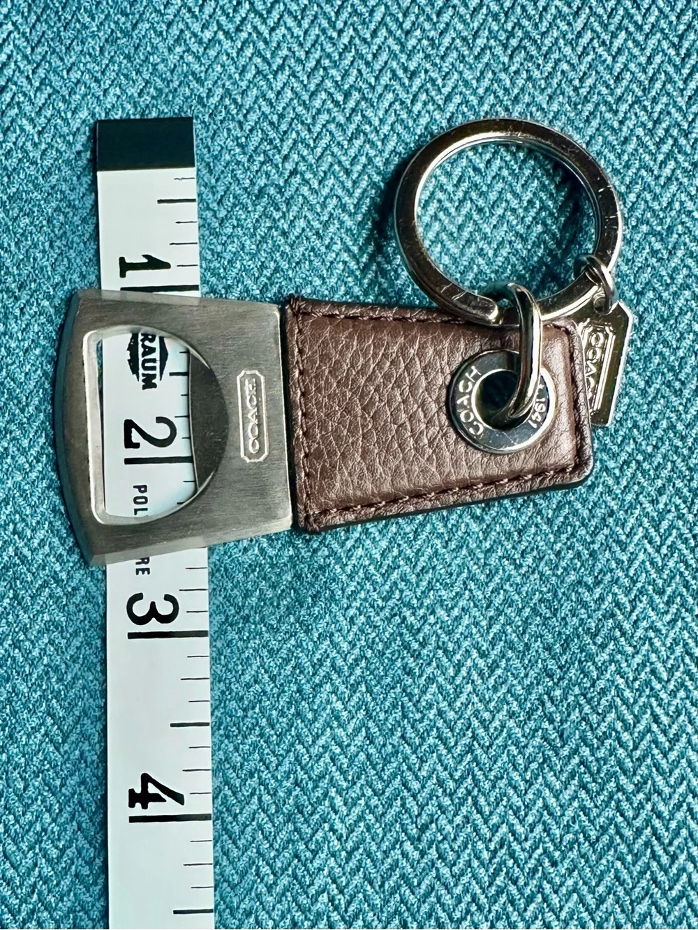 Coach Mahogany Leather Bottle Opener Keychain unisex - (Style F62097) - NEW